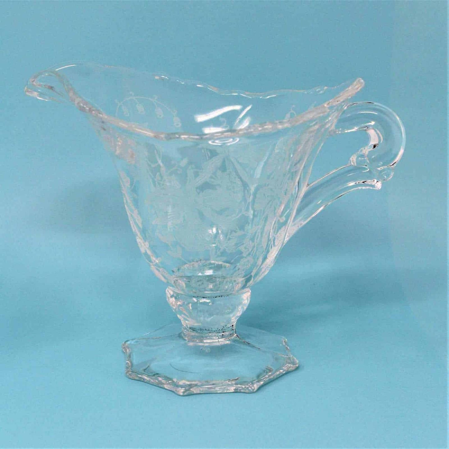Creamer & Open Sugar, Heisey, Orchid, Etched, Footed, Vintage