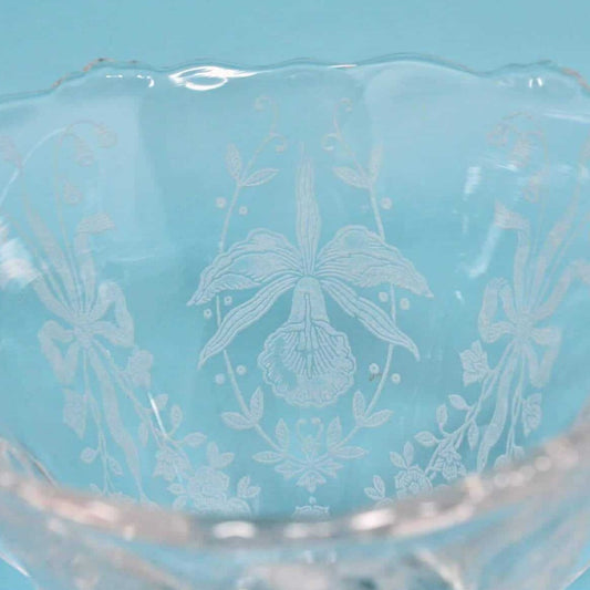 Creamer & Open Sugar, Heisey, Orchid, Etched, Footed, Vintage