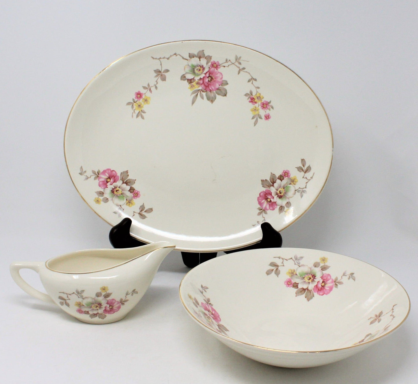 Serving Bowl, Edwin M. Knowles, Blossom Time, Vintage