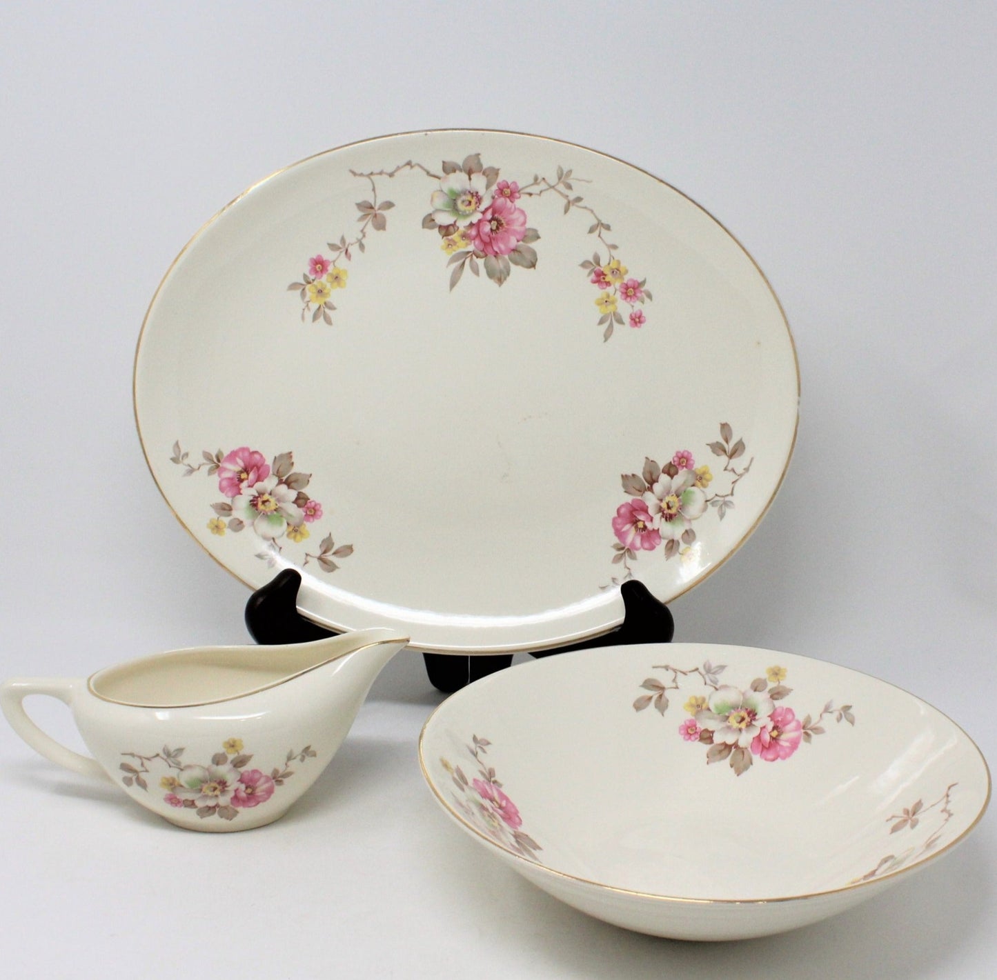 Serving Platter, Edwin M. Knowles, Blossom Time, Ceramic, Vintage
