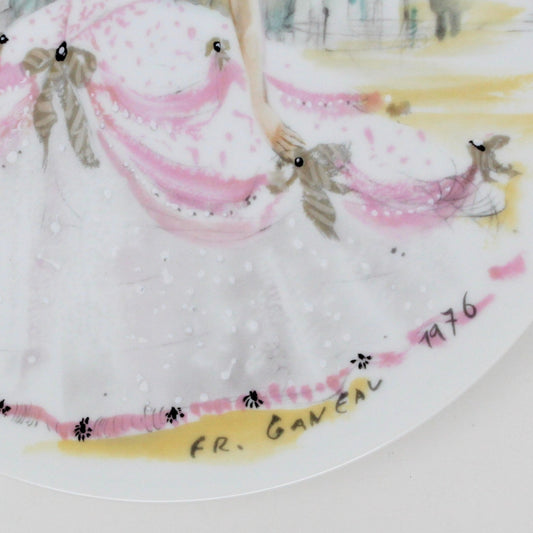 Decorative Plate, D'Arceau Limoges, F Ganeau Les Femmes du Siecle - Women of The Century, Scarlet en Crinoline, Vintage 1976