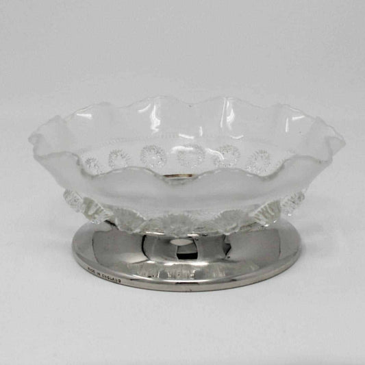 Vintage Glass and Silverplate Dish, Made in England.  Nappy