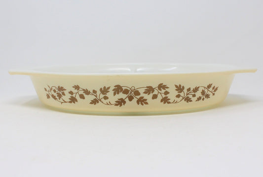 Casserole, Pyrex, Golden Acorn, Oval Divided Dish, Vintage