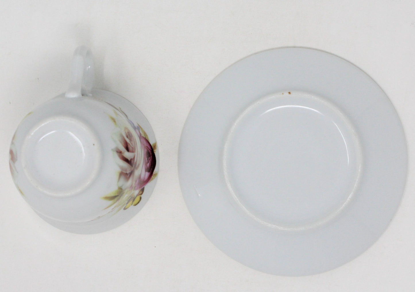 Teacup and Saucer, Pink & Peach Roses, Porcelain