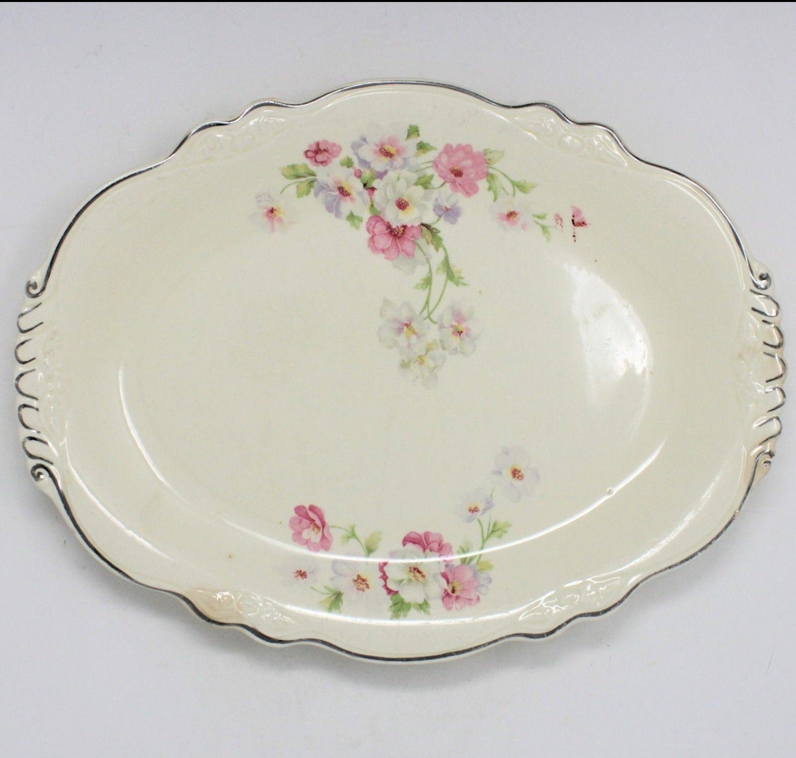 Serving Platter, Homer Laughlin, Virginia Rose, VR-128 Fluffy Rose
