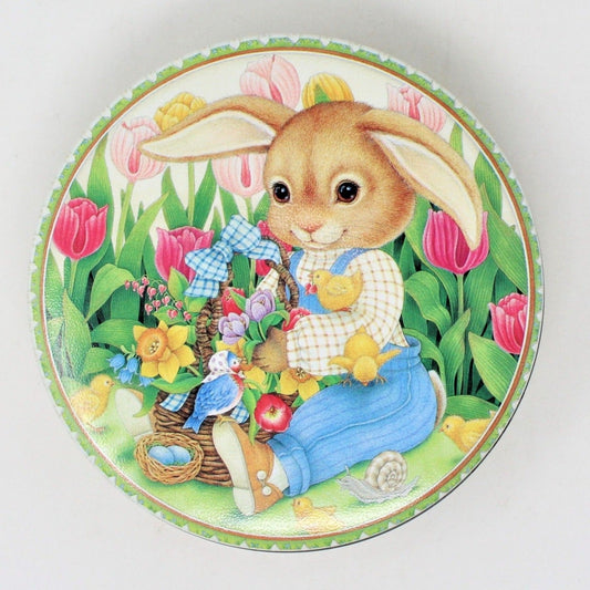 Tins, Gift Tin / Cookie Tin, Easter Bunny Rabbit, Sisung, 6.5" Vintage