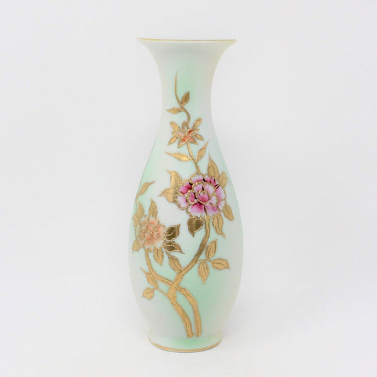 Vintage Bud Vase, Hand Painted Gold Moriage Pink Carnations, Japan Imports, Home Decor, Chinoiserie