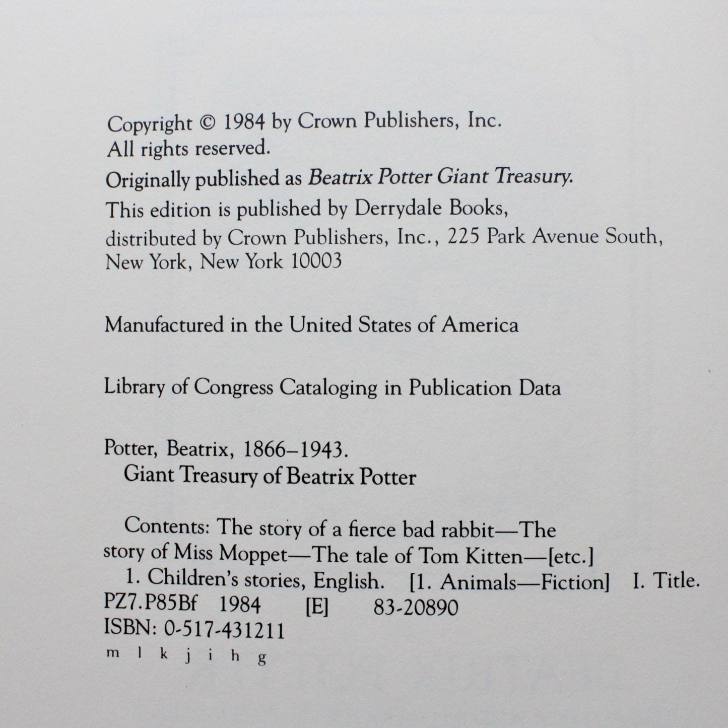 Children's Book, Giant Treasure of Beatrix Potter, Hardcover, Vintage 1984