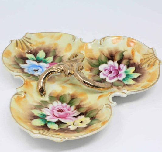 Bon Bon / Candy Dish with Handle, Enesco, Divided Dish, Pattern #2370, Japan, Vintage