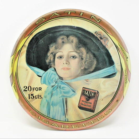 Vintage Large Metal Advertising Tray, Promotional Items, Tobacciana  Collectibles, Satin Cigarettes Turkish Blend