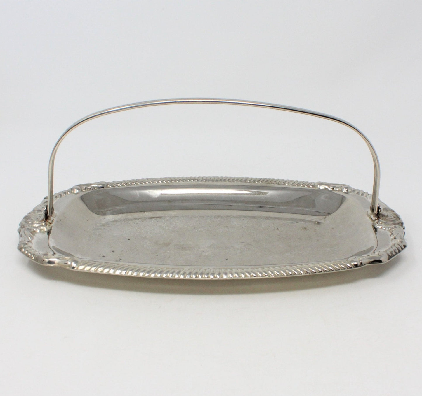 Rectangular Silverplate Tray w/carrying handle. Vintage Hong Kong
