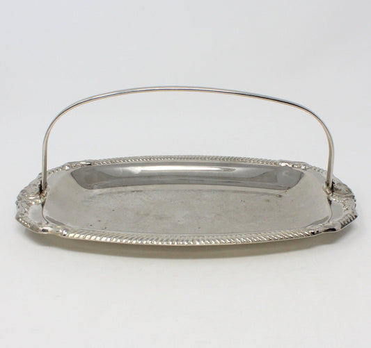 Vintage Silverplate Rectangular Tray w/carrying handle.  Vintage Hong Kong Butler Tray or Mail Tray