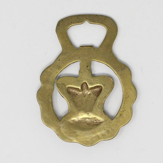 Horse Brass Bridle Harness Medallion, Oxfordshire Crown & Cushions 1712, Vintage Collectibles
