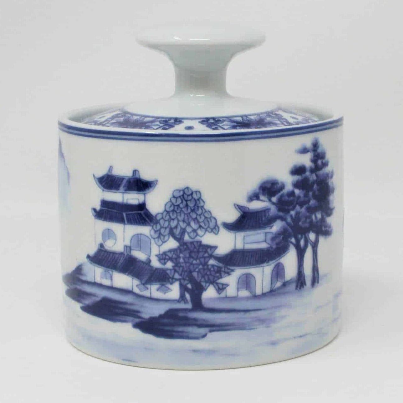 Sugar Bowl with Lid, CHINA, Canton Blue, Vintage