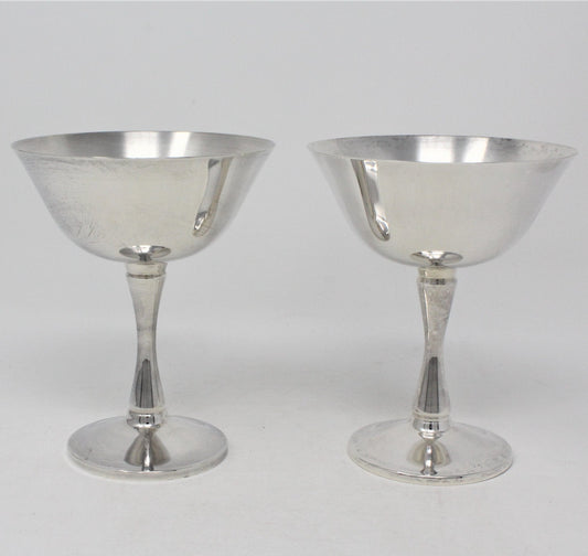 Champagne Coupe, Salem China, Silverplate, Set of 2, Vintage