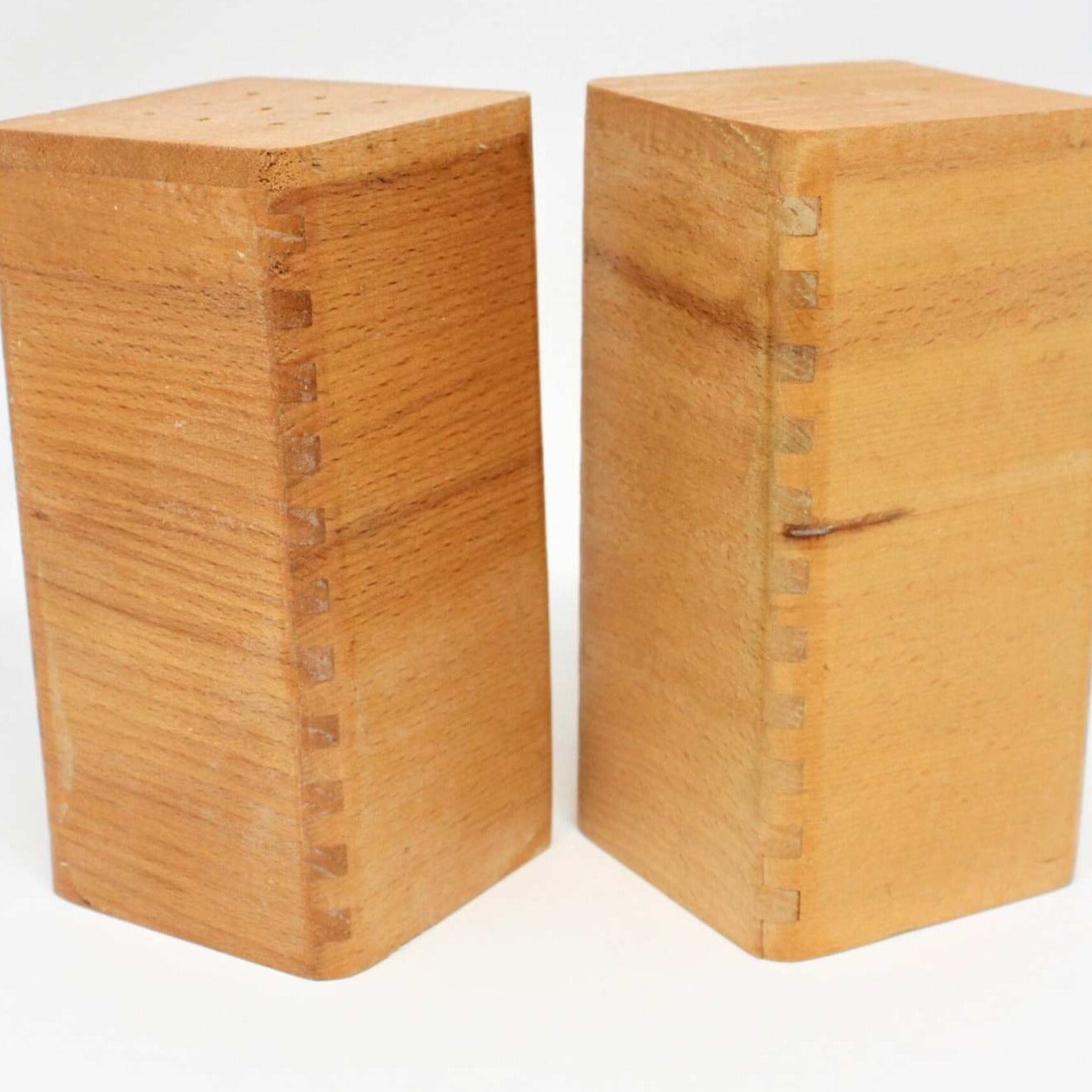 Salt and Pepper Shakers, Square Wood, Vintage Japan