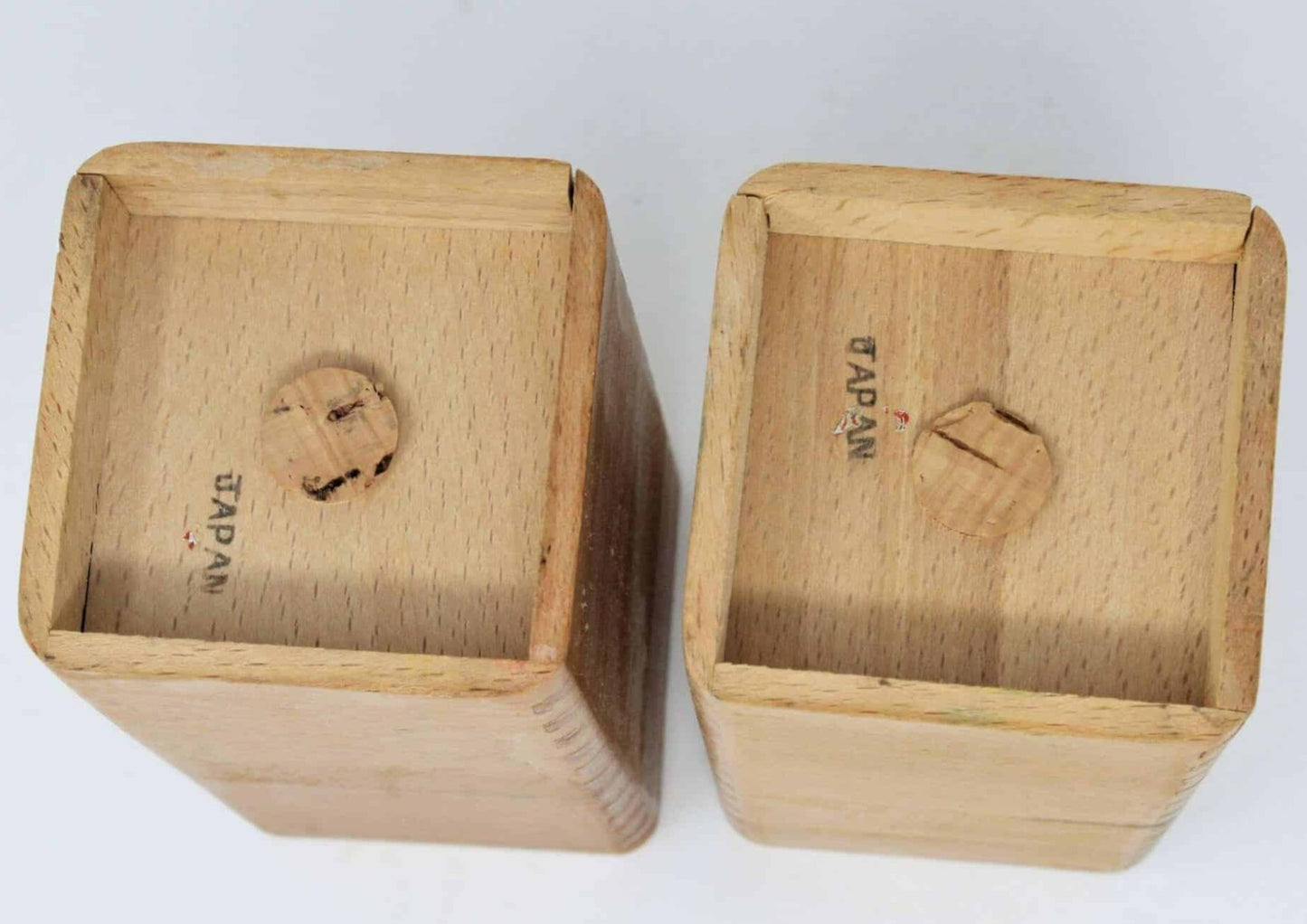 Salt and Pepper Shakers, Square Wood, Vintage Japan