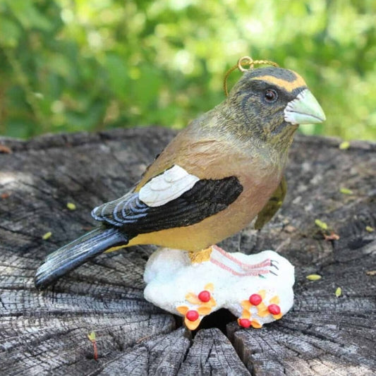 Ornaments, Danbury Mint Songbird Collection, Evening Grosbeak, 2004