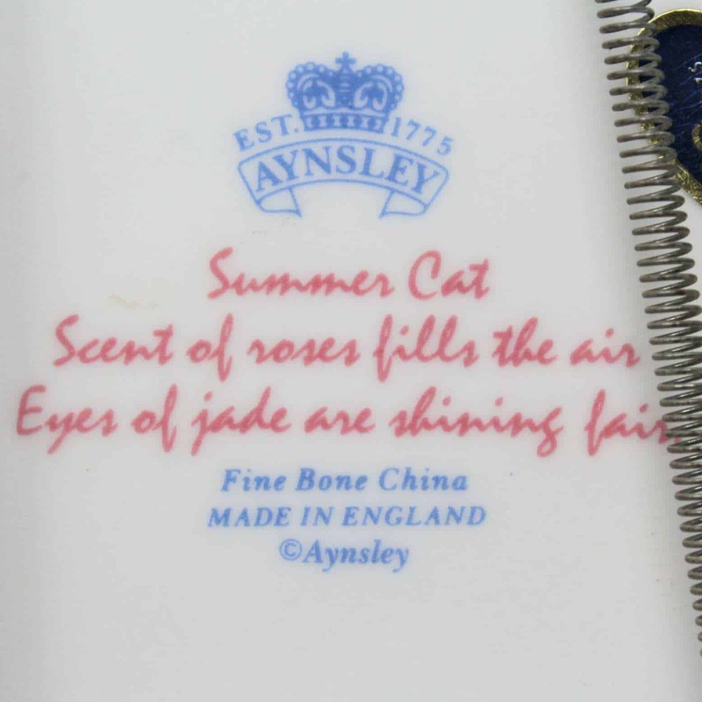 Decorative Plate, Aynsley, Cats for All Seasons-Summer Cat, Bone China Vintage