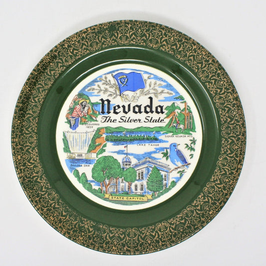 Vintage Collectible Nevada Souvenir State Plate.  Mid Century Homer Laughlin Pottery
