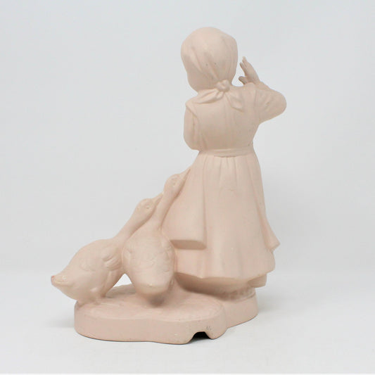 Figurine, Holland Mold Girl with Geese, Ceramic, Vintage