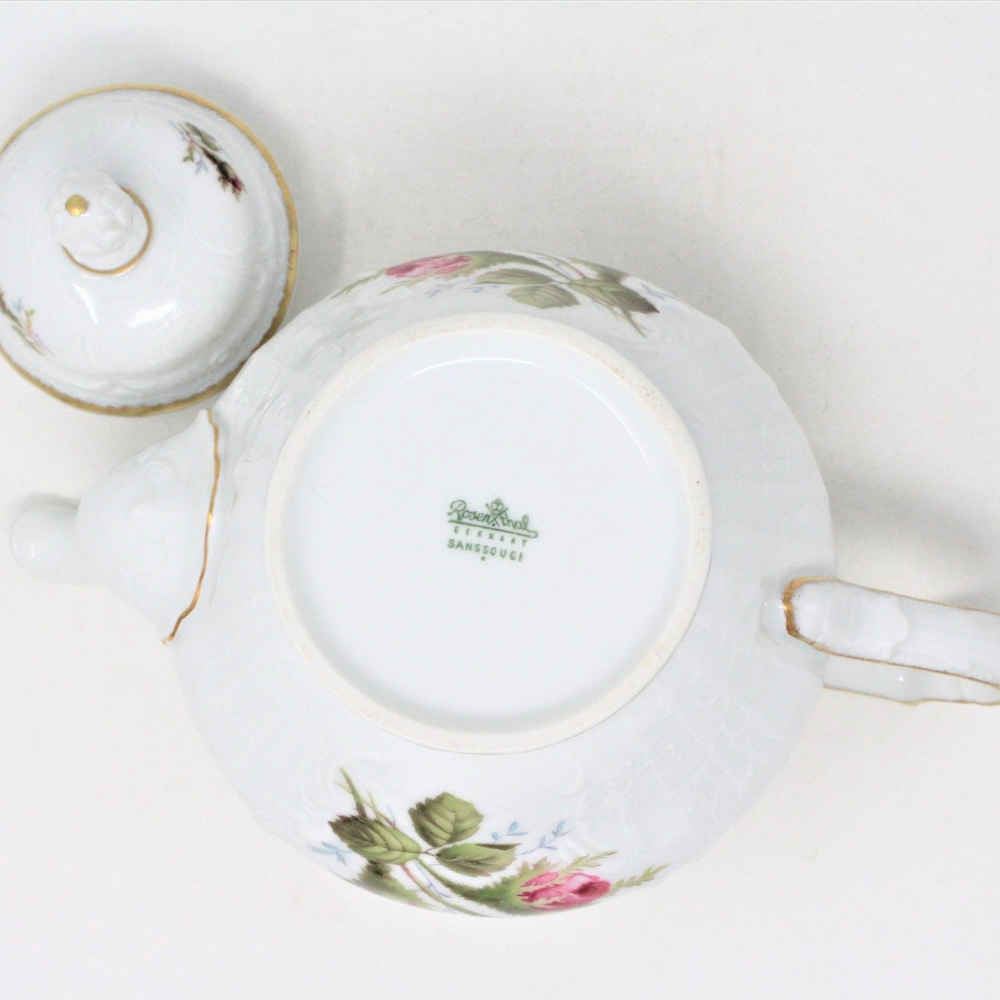 Teapot, Rosenthal SansSouci, Moss Rose, Germany, Vintage