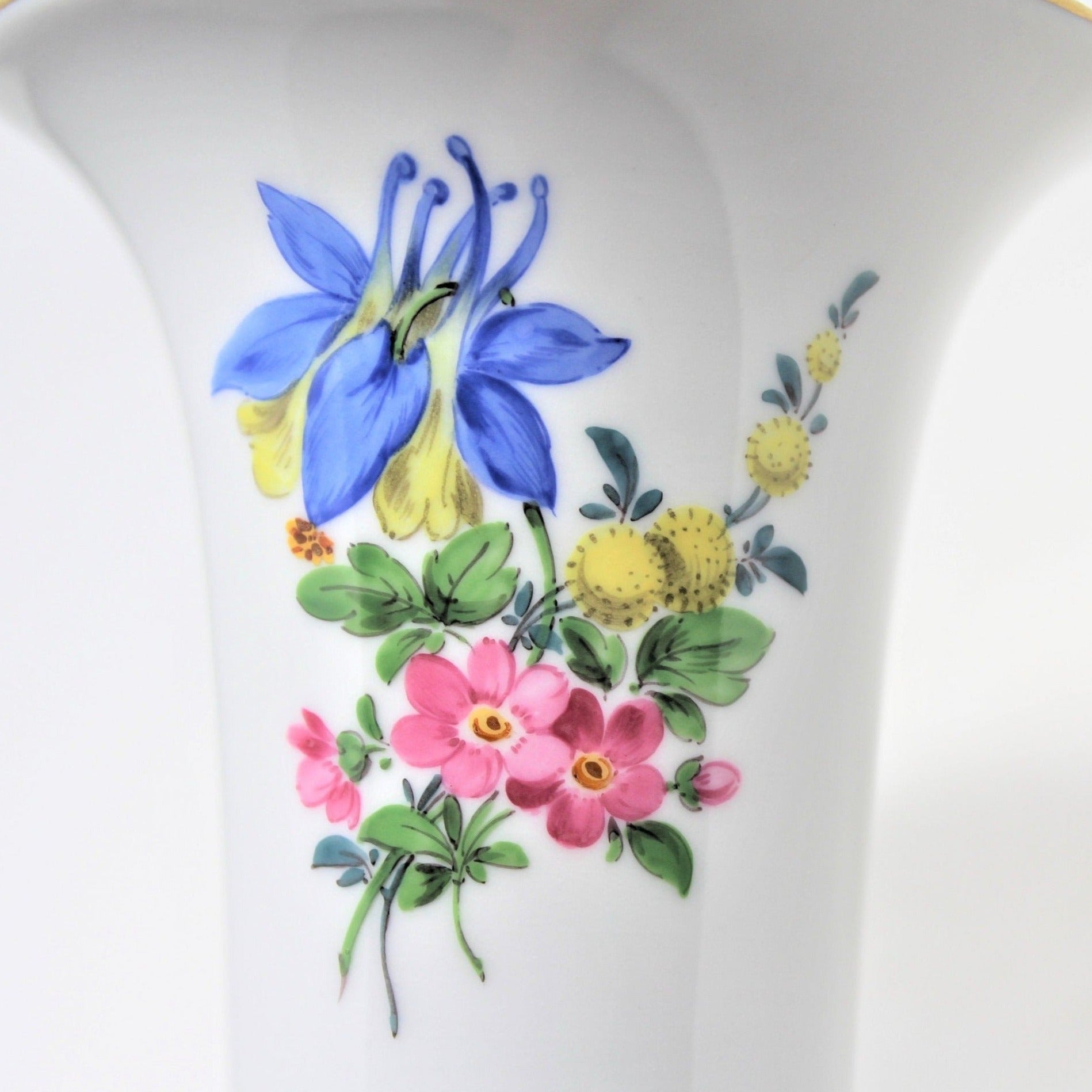 Hand Painted Floral Vase, Meissen German Porcelain
