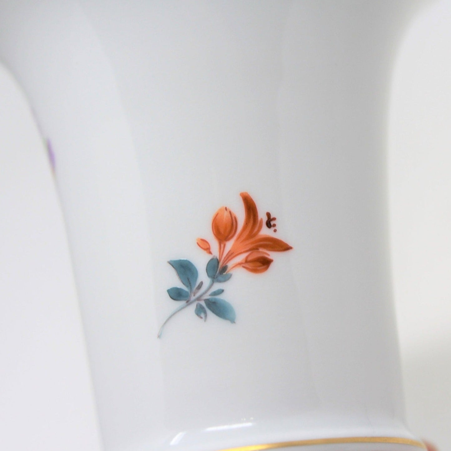 Vase, Meissen Floral Trumpet / Funnel Vase, German Porcelain, Vintage