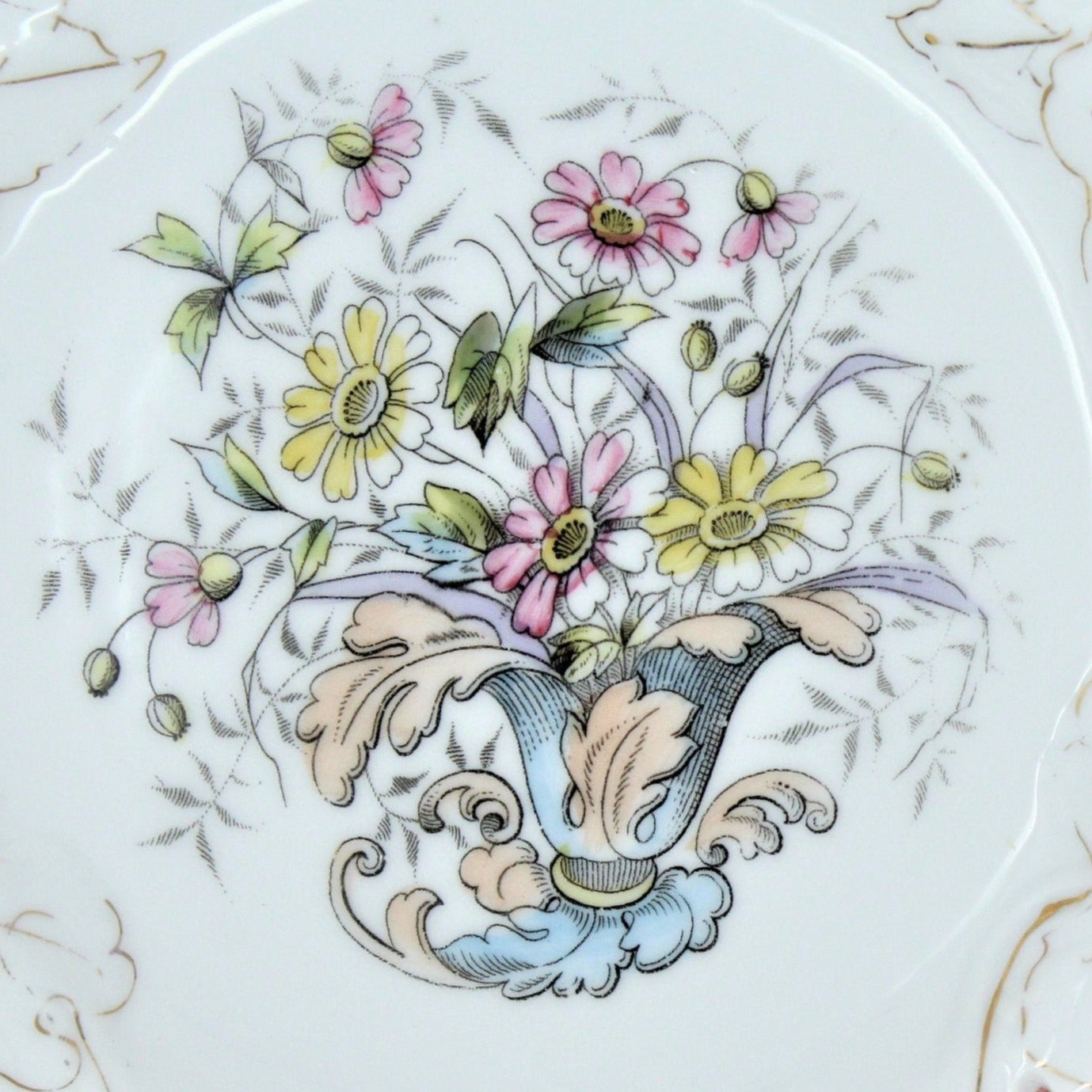 Decorative Plates, Old Paris, Hand Painted Florals, Reticulated, Set of 2, Antique