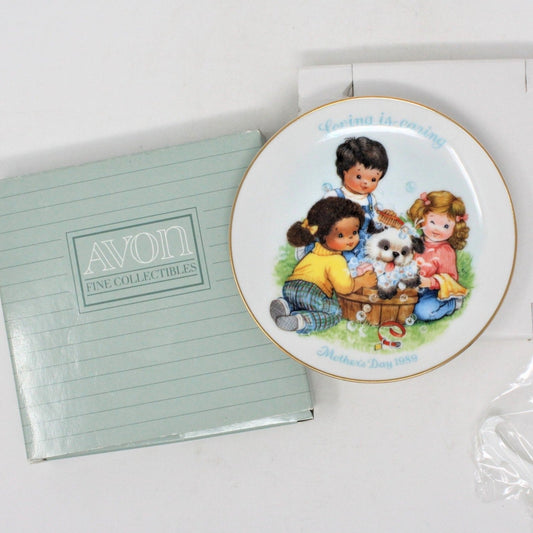 Decorative Plate, Avon, Mother's Day, Loving is Caring, Porcelain, in Original Box, Vintage 1989