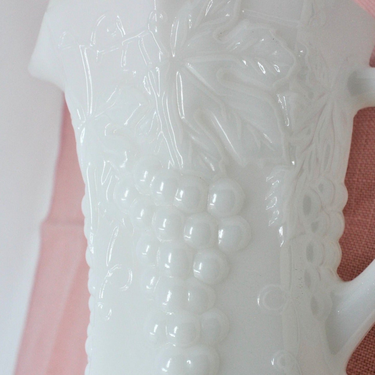 Milk Pitcher / Creamer, Anchor Hocking, Grapes Milk Glass, 20 oz, Vintage