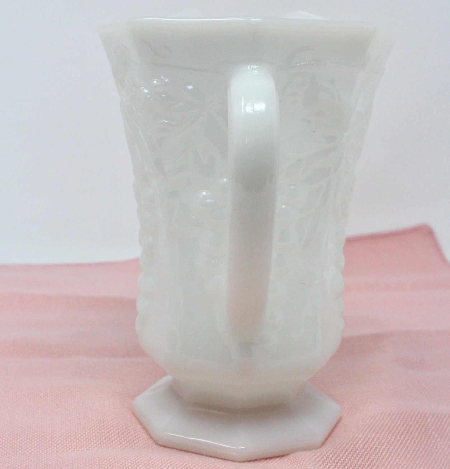 Milk Pitcher / Creamer, Anchor Hocking, Grapes Milk Glass, 20 oz, Vintage