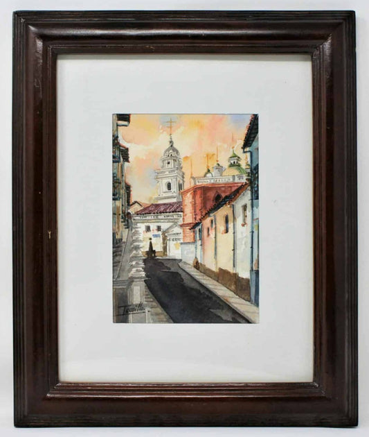 Painting Original Watercolor, Trujillo, Old Town #3, Signed by Artist, Framed, Vintage