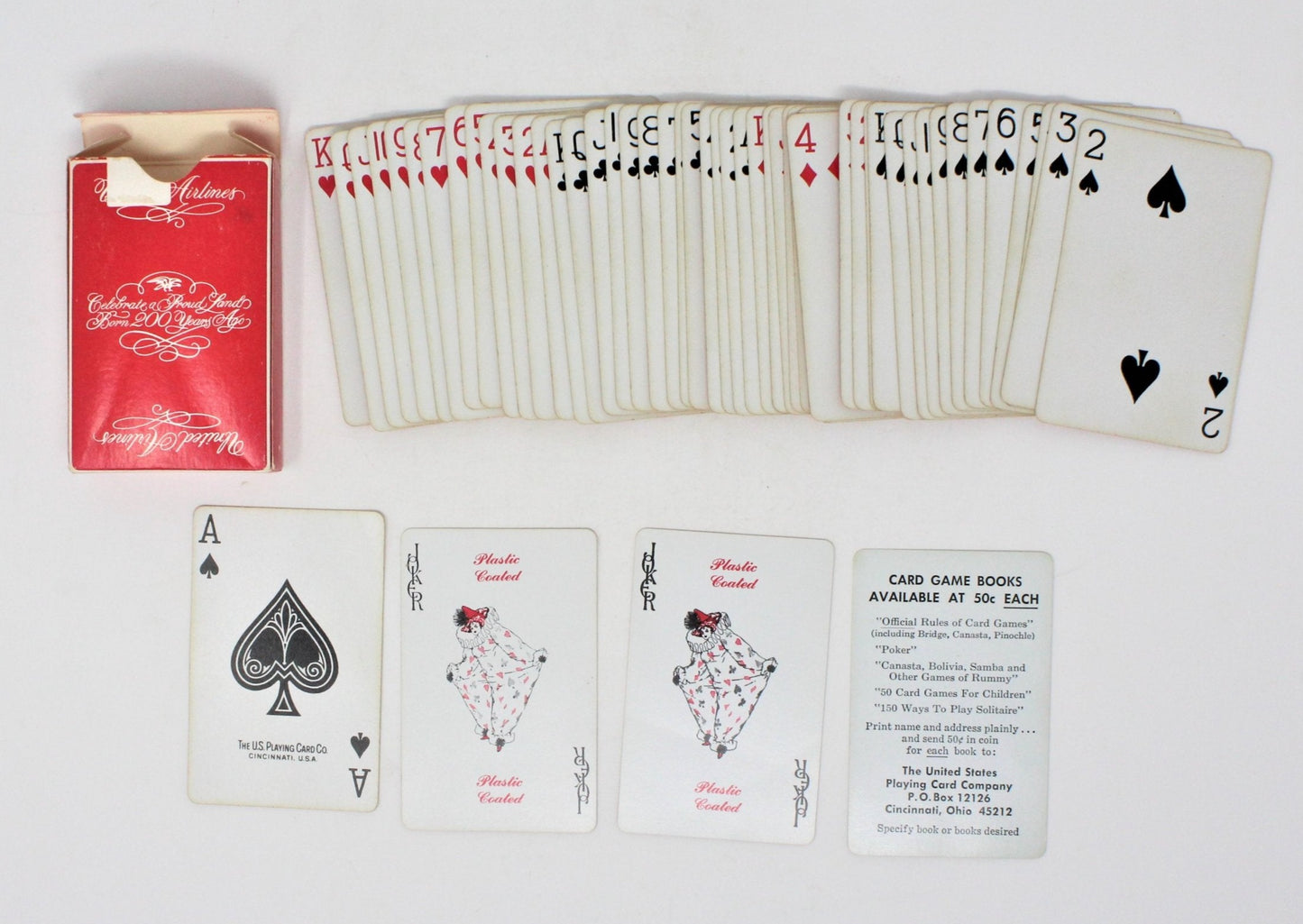 Playing Cards, United Airlines, 1976 Bicentennial Red, Vintage