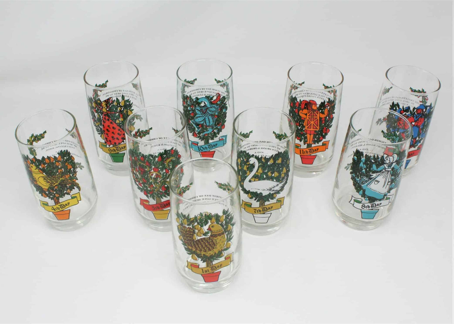 Glasses, Tumbler, Anchor Hocking 12 Days of Christmas, 4 Calling Birds, Vintage, SOLD