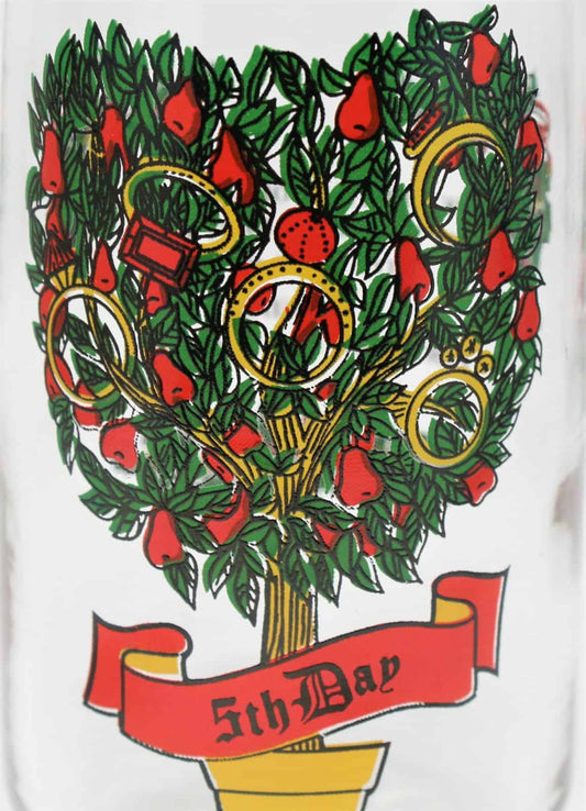 Glasses, Tumbler, Anchor Hocking 12 Days of Christmas, 5 Gold Rings, Vintage