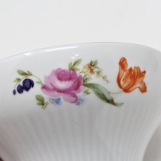 Floral detail on vintage German porcelain sugar bowl
