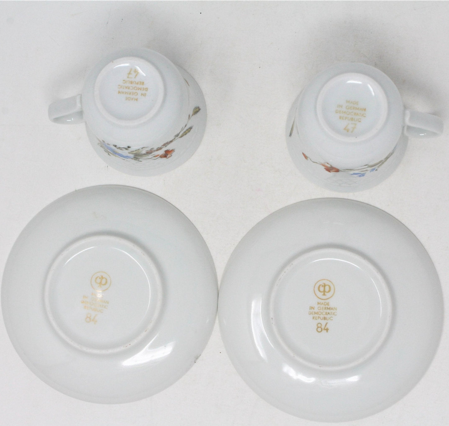 Demitasse & Saucer, Colditz C.P., Floral & Wheat, Germany, Set of 2, Vintage