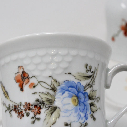 Demitasse & Saucer, Colditz C.P., Floral & Wheat, Germany, Set of 2, Vintage