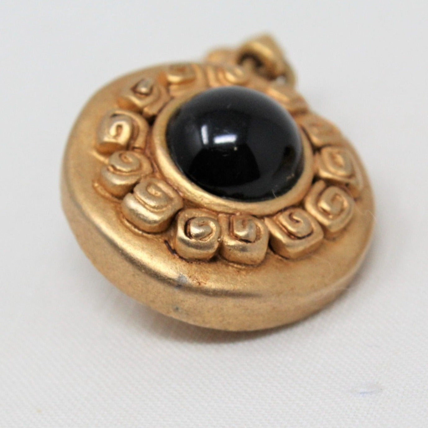 Earrings, Venue, Black Stones on Gold-Tone, Aztec / Mayan Style, Clips, Vintage, SOLD