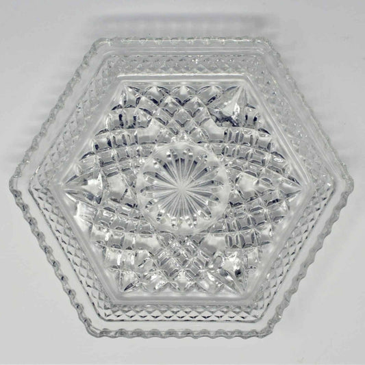 vintage footed Wexford candy or trinket dish, footed glass