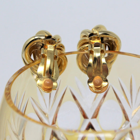 Earrings, Knotted Ovals, Gold Tone Clips, Vintage, SOLD