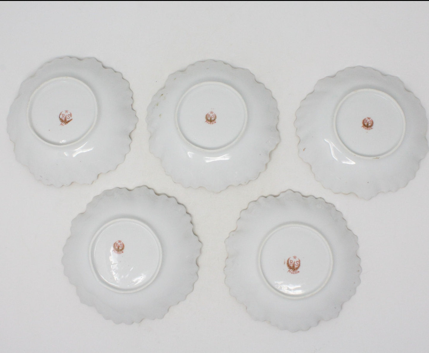 Fruit / Dessert Bowls, RS Prussia, Purple Flowers, Set of 5, German Antique