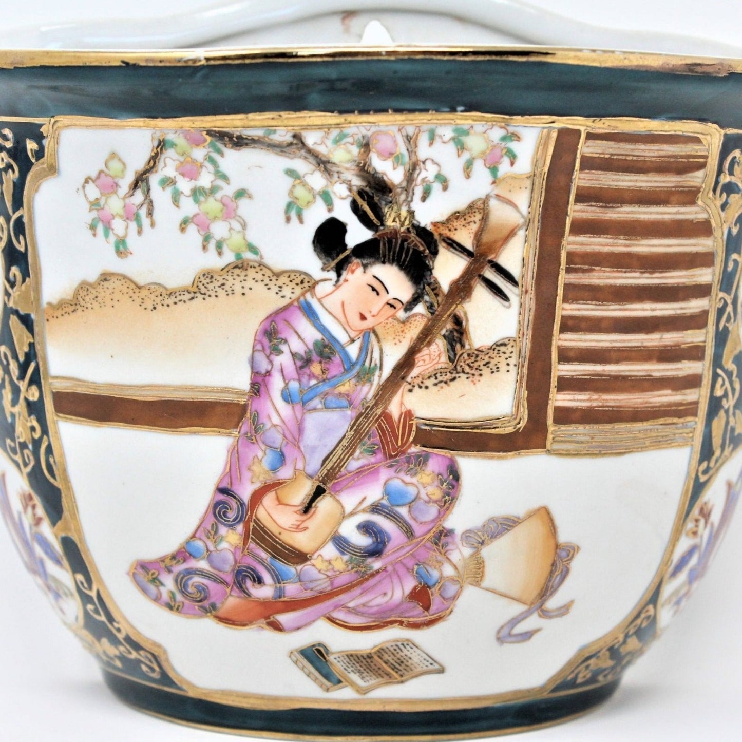 Planter / Wall Pocket, Vase, Satsuma Geisha, Moriage, Vintage