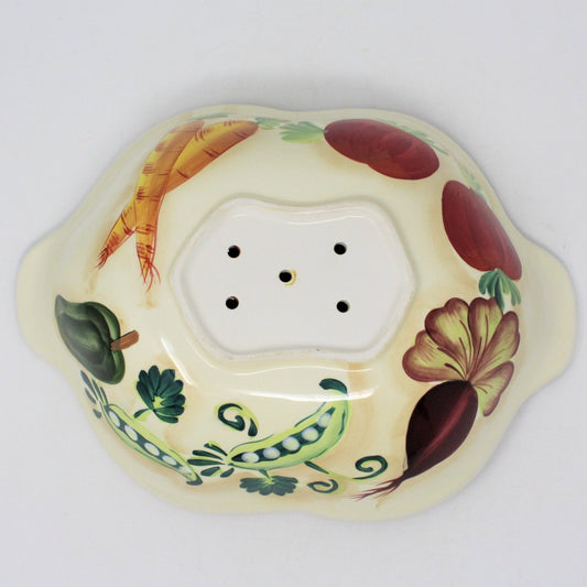 Strainer, Hand Painted Vegetables, Ceramic, Vintage