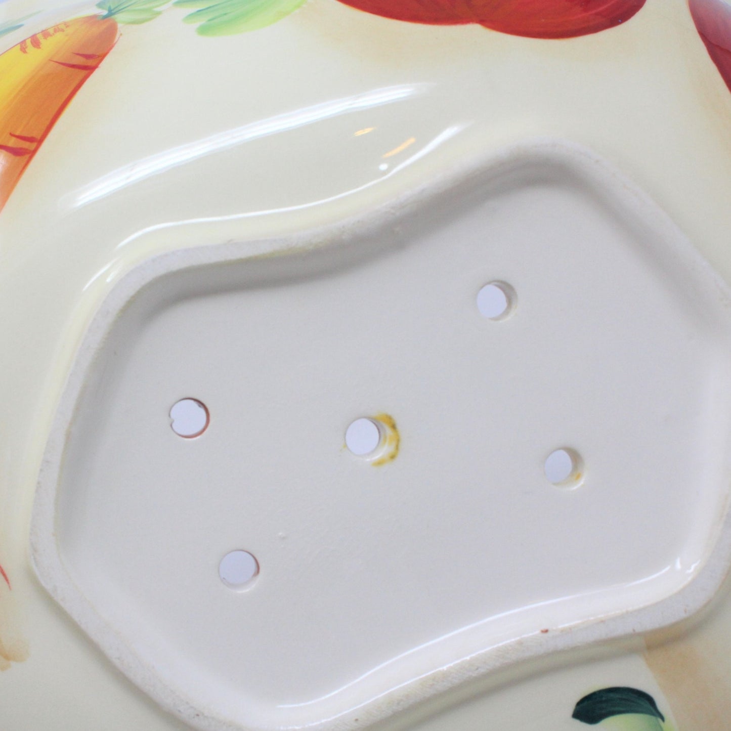 Strainer, Hand Painted Vegetables, Ceramic, Vintage