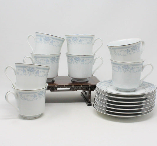 Coffee Cup and Saucers, Sheffield, Blue Whisper, Set of 7, Vintage