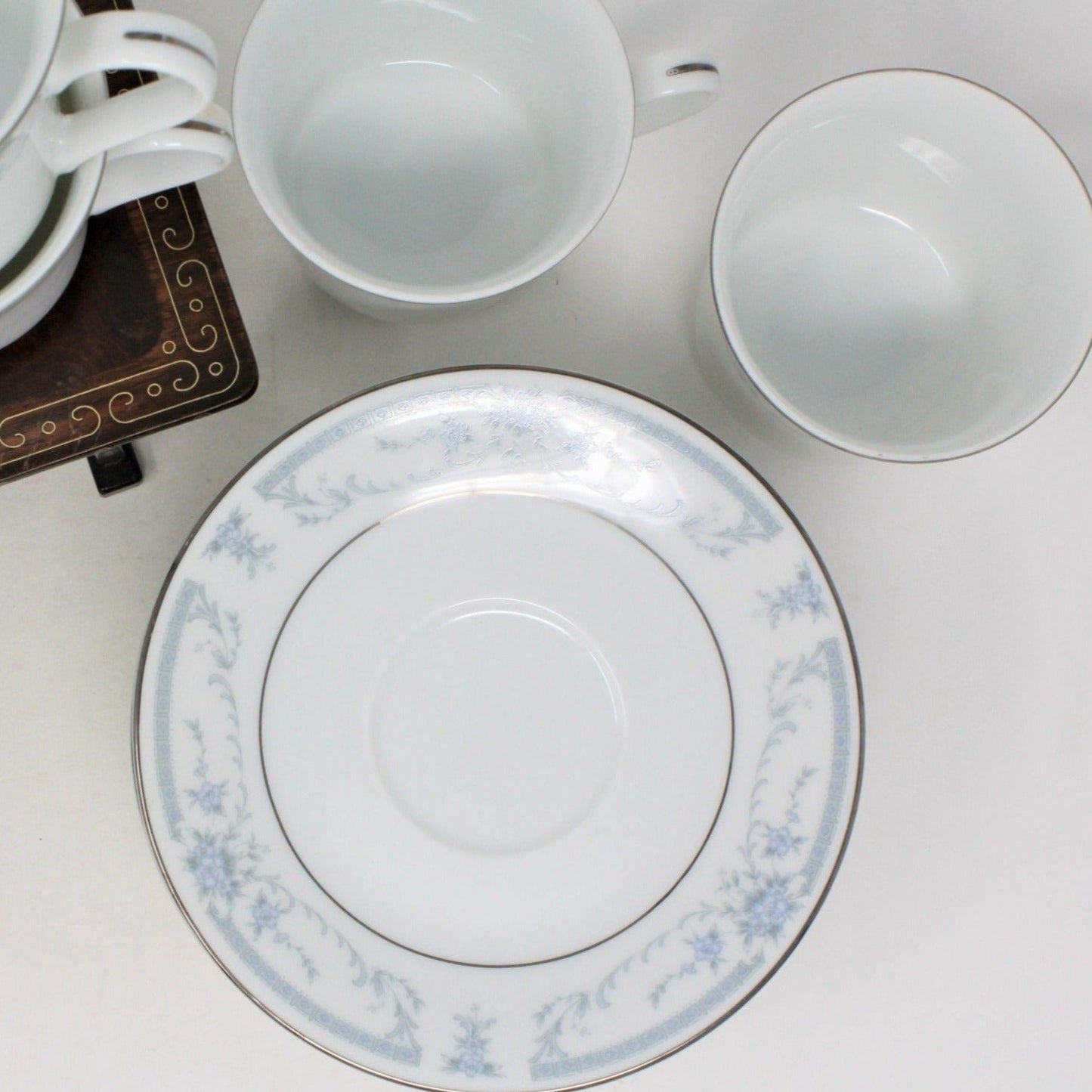 Coffee Cup and Saucers, Sheffield, Blue Whisper, Set of 7, Vintage