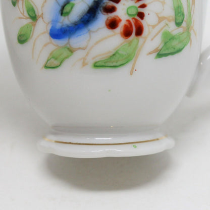 Demitasse & Saucer, Hand Painted Floral, Red & Blue, Japan, Vintage
