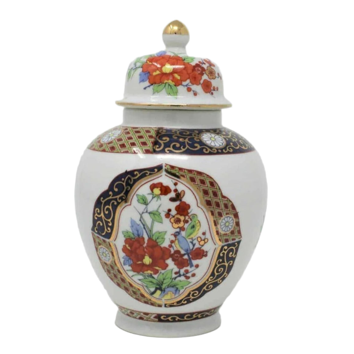 Ginger Jar / Temple Jar, Japanese Gold Imari, Porcelain, Vintage